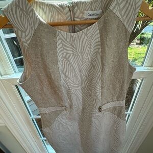 Calvin Klein tan and cream fitted dress size 10.